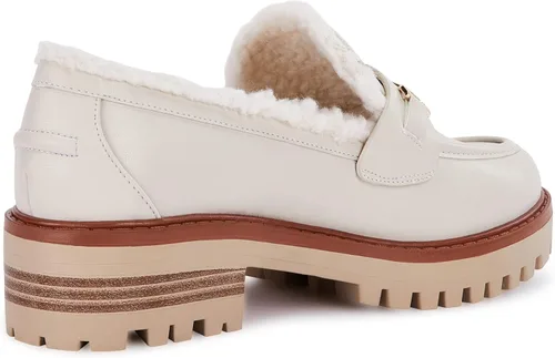 Vista 4 de VETASTE Mocasines clásicos de tacón grueso con plataforma y suela de lengüeta para mujer, con puntera redonda, zapatos Oxford con cadena de metal