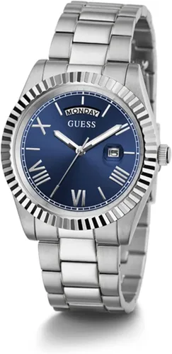 Vista 5 de GUESS Reloj para hombre de 1654in - Correa plateada tono marrón chocolate con esfera plateada Tono plateado Classic