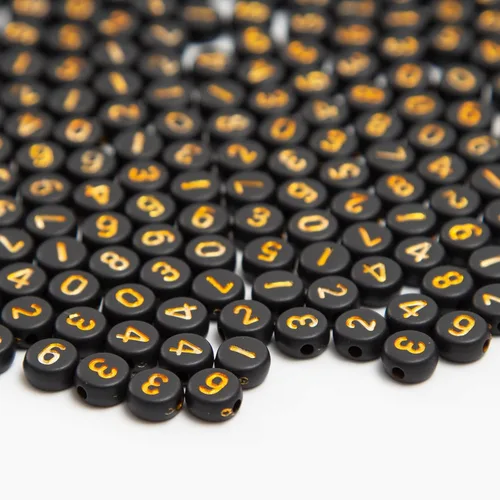 Vista 10 de 1000 cuentas de números redondas para la fabricación de joyas (negro resplandor nocturno)