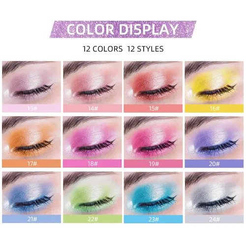 Vista 2 de BestLand Juego de sombras de ojos con purpurina líquida de 12 colores, multidimensional con purpurina metálica brillante, aspecto de ojos ahumado