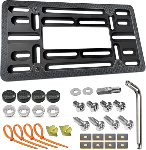 Vista 10 de Aootf Kit de Montaje de Placa de Matrícula Delantera - Soporte de Placa de Matrícula y Portaplaca de Automóvil de Aluminio Negro que se Ajusta sin