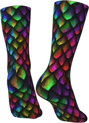 Vista 3 de LAZIRO Dragon Scale 3D - Calcetines estampados unisex con personalidad de lujo, 15.7-16.5in
