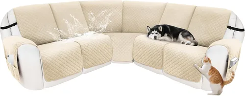 Vista 27 de Fundas para sofá modular reclinable, de terciopelo en forma de L, funda de consola central para perros y mascotas, lavable antideslizante, 1 funda