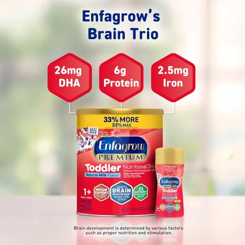 Vista 3 de Enfagrow Premium - Bebida nutricional de leche para niños pequeños, leche natural, 24 onzas