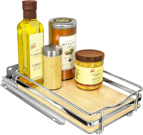 Vista 21 de LYNK PROFESSIONAL® Organizador de especiero extraíble para el interior de armarios de cocina - 4-3/8 pulgadas de ancho - Cajón deslizable - Estantes