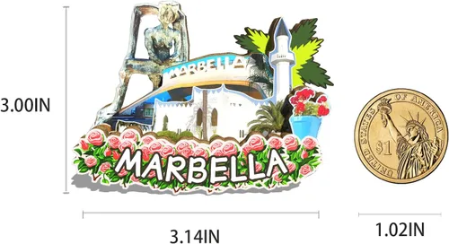 Vista 3 de España Marbella imán de nevera de madera 3D hitos de viaje coleccionables recuerdos decoración hecho a mano 2