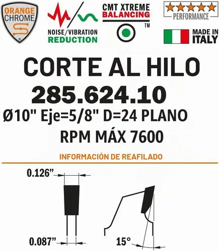 Vista 3 de CMT Orange Tools 285.624.10 - Hoja de sierra rasgado HW D=10 B=5/8 Z24 K=0.126 P=0.087 a=15