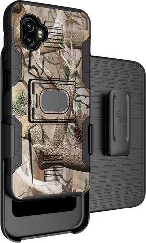 Vista 12 de Funda con clip para Galaxy XCover 6 Pro, Nakedcellphone Funda de agarre de anillo resistente con soporte [placa de montaje integrada]