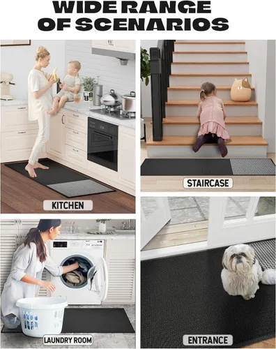 Vista 6 de Hargiis Tapete de cocina de goma antideslizante, lavable, absorbente para piso, lavable a máquina, para frente del fregadero, puerta, lavandería