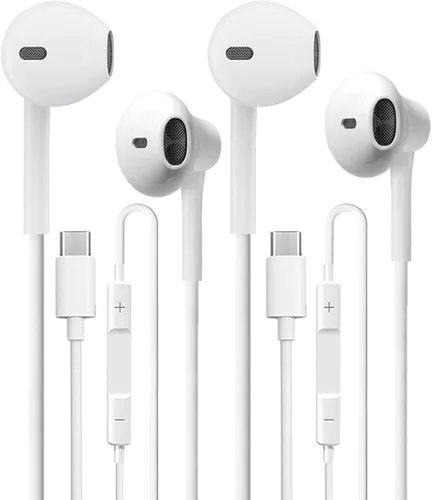 Vista 8 de Auriculares con cable 2 unidades, auriculares con cable estéreo HiFi con micrófono, control de volumen, compatibles con iPad, portátil, MP3