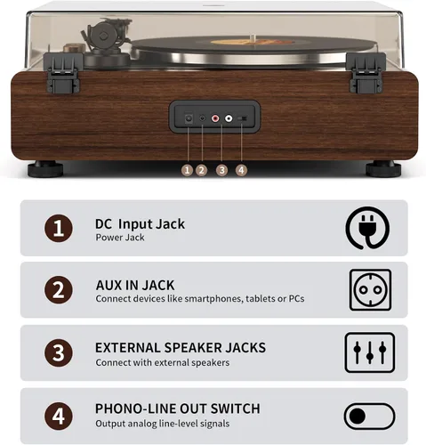Vista 13 de FEKTIK Vinyl Record Player with Magnetic Cartridge and Built-in Speakers