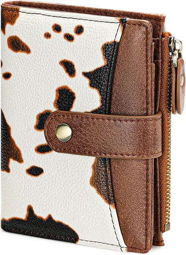 Vista 24 de FALAN MULE Cartera pequeña para mujer, de piel, plegable, compacta, pequeña, con bloqueo RFID, amarillo, antiguo (Antique Yellow), Cartera Rfid