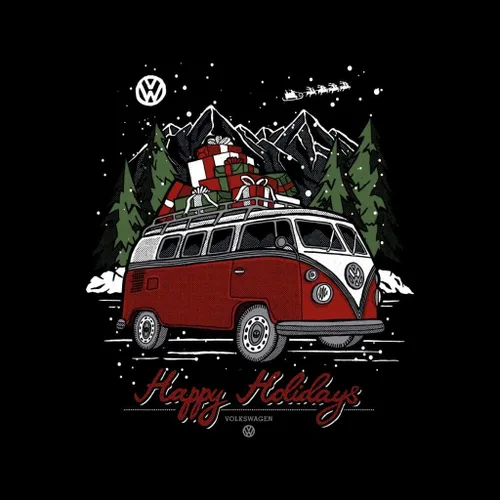 Vista 2 de Volkswagen Happy Holidays Christmas Camper - Camiseta para hombre