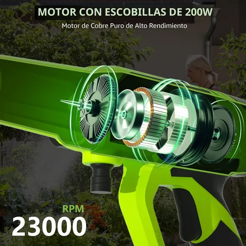 Vista 3 de KEPEAK Lavadora a presión inalámbrica, lavadora de energía portátil de 1450 PSI con boquilla 6 en 1, lavadora a presión de mano de 21 V con 2