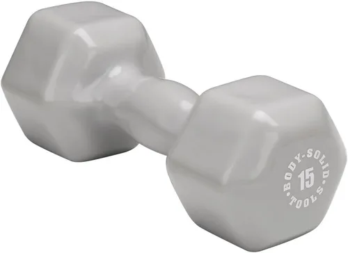 Vista 3 de Body-Solid Tools - Mancuerna de vinilo para entrenamiento aeróbico y terapia física, pesas de mano para mujeres, mancuernas hexagonales Rosa