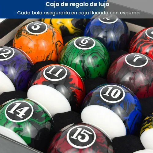 Vista 7 de Juego de bolas de billar de 2-1/4" de tamaño reglamentario, peso profesional de 6 oz, resina pura de grado AAA, bolas de mesa de billar