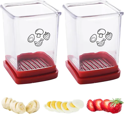 Vista 9 de Cortador y picador de frutas - Cortador de tazas para fresa, uva, plátano, champiñones, utensilios de cocina para frutas y verduras, herramienta