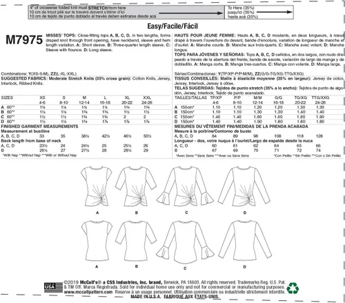 Vista 2 de McCall Pattern Company McCall's - Patrones de costura para mujer, tallas 16-26, varios, blanco