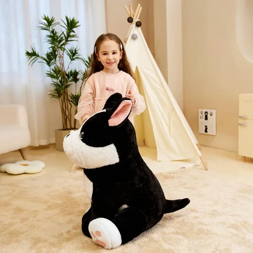 Vista 6 de IKASA Peluche de perro gigante de bulldog francés, juguetes suaves grandes de 25 pulgadas, juguetes suaves para cachorros grandes, tamaño enorme