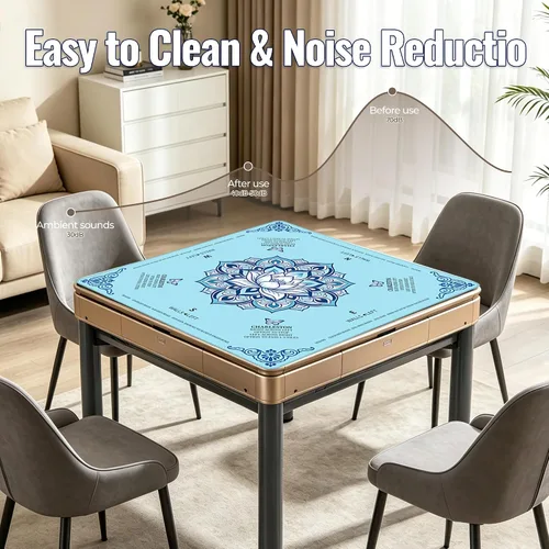 Vista 8 de American Learning - Tapete de mesa Mahjong azul con reglas