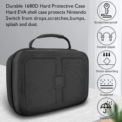 Vista 5 de Funda de almacenamiento para Nintendo Switch LP portátil de viaje funda protectora rígida con espacio de almacenamiento separado para consola