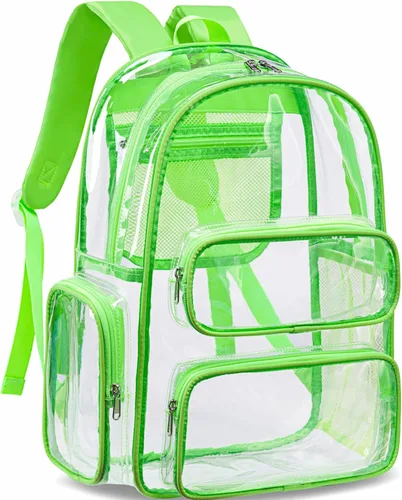 Vista 156 de CAMTOP Mochila transparente resistente y transparente para estudiantes, escuela, trabajo, festival, viajes, deportes, Beige, Mediana, Camtop Mochila