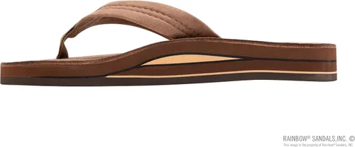Vista 2 de Rainbow - Sandalias de cuero para hombre, doble capa con arco y banda ancha