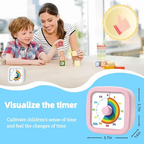 Vista 2 de Temporizador visual de 60 minutos, temporizador de cuenta regresiva para niños y adultos, temporizadores de cocina para cocinar, temporizador