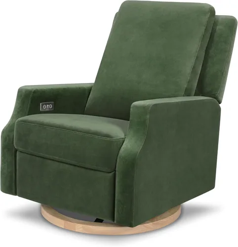 Vista 19 de Namesake Crewe - Silla reclinable para guardería con giro de 360°, color marfil Boucle marfil con base de madera clara