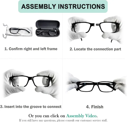 Vista 5 de (Debe comprar ambos ojos) Negro Claro Ojo Izquierdo+0.00 Gafas de lectura con diferente fuerza para cada ojo