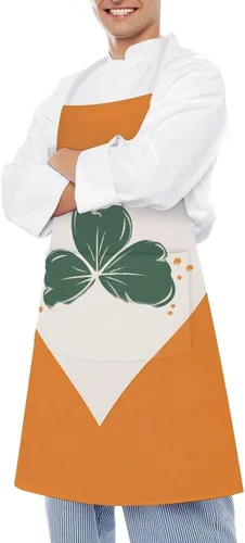 Vista 4 de MUSM Leaves on Heart Shape Apron，Classic Vintage Funny with Pockets Aprons,Adjustable Bib Waterdrop Resistant for Kitchen Cooking Restaurant BBQ