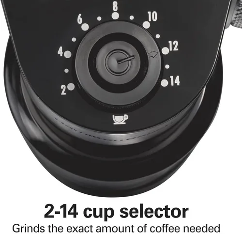 Vista 3 de Hamilton Beach Molinillo de café eléctrico con tolva grande de 16 onzas y 18 ajustes para 2-14 tazas, acero inoxidable (80385)