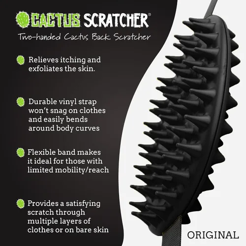 Vista 2 de Rascador de Espalda Original Cactus Scratcher - Herramienta de Rascado de Espalda de 2 Caras para Áreas de Difícil Acceso, Correa Duradera de 45