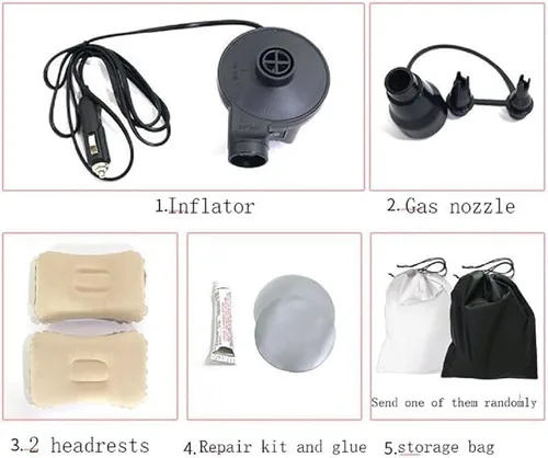 Vista 7 de Colchón de aire portátil para asiento trasero, cama de campamento flocada de doble cara, accesorios de colchón inflable para dormir para viajes