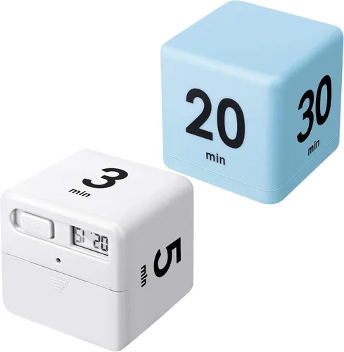 Vista 10 de Weewooday Temporizador de productividad de cubo de 2 piezas, sensor de gravedad abatible, cuenta regresiva, temporizador de entrenamiento, gestión