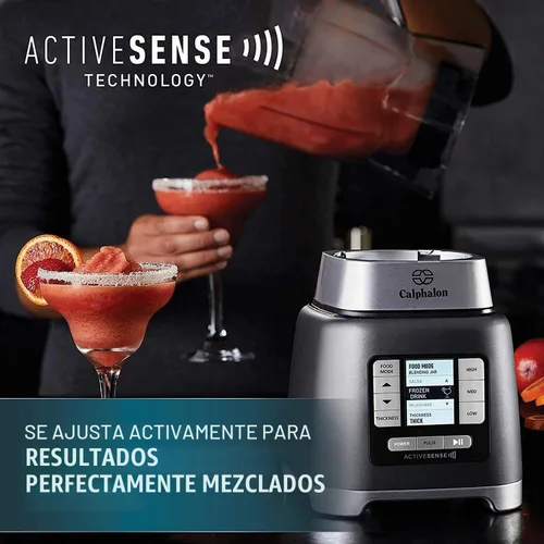 Vista 3 de [Usado] Calphalon Licuadora, vaso portátil Blend-n-Go de 24 onzas, motor ActiveSense de 1200 W, acero inoxidable oscuro