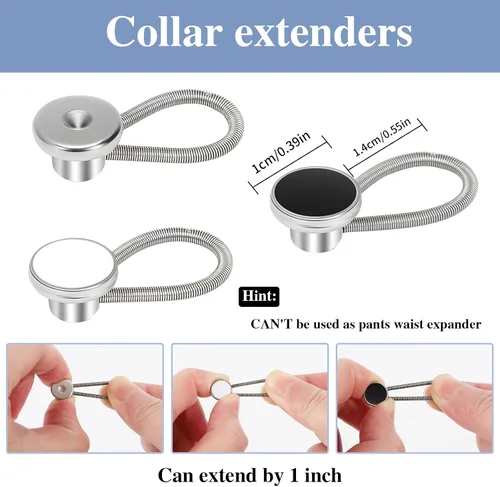 Vista 2 de 12 extensores de cuello elásticos y ajustables para camisas de hombre, cómodos extensores de botón de cuello para camisas de vestir y trajes