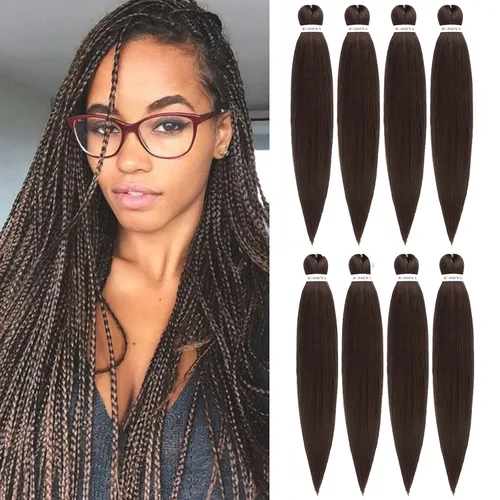Vista 42 de Cabello trenzado preestirado - 12 pulgadas, 8 paquetes, cabello trenzado corto natural negro para trenzas torcidas o en caja, extensiones de cabello