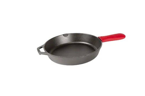 Vista 6 de Lodge Olla de hierro fundido, horno doble holandés de hierro fundido, sartén de hierro fundido de 5 cuartos de galón con soporte de mango caliente