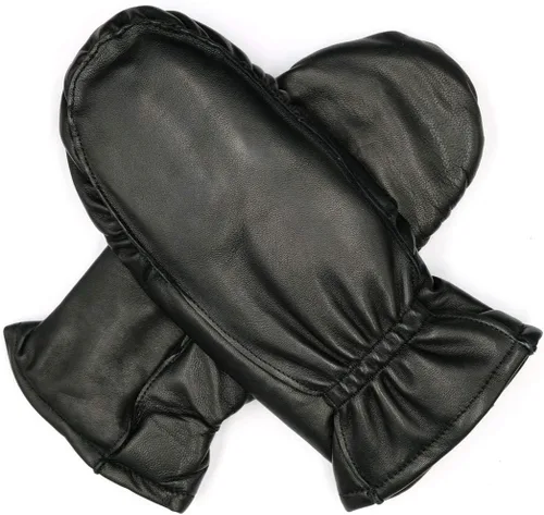 Vista 3 de Harssidanzar Guantes de invierno de piel de cordero para mujer y niño con forro de dedos