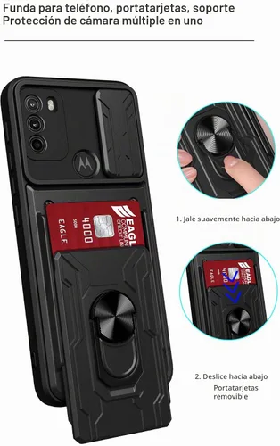 Vista 5 de CCSmall - Funda para Motorola Moto G60 con tarjetero para cámara LJK color negro