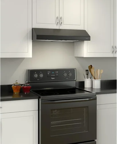 Vista 2 de Broan-NuTone BCSD136BL Glacier - Campana extractora de cocina con luz, extractor para debajo del gabinete, Negro, 36 pulgadas