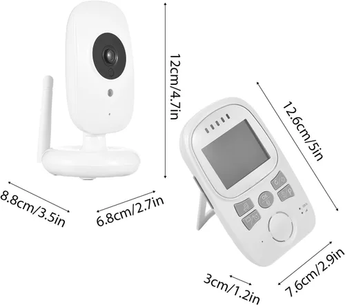 Vista 7 de Matybobe Monitor de bebé inalámbrico con cámara y audio-2.4 pulgadas pantalla LCD monitor de video con cámara, comunicación de 2 vías, pantalla