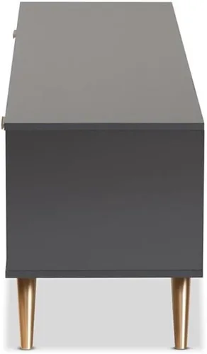 Vista 5 de Baxton Studio Kelson - Soporte para TV, color gris oscuro/dorado