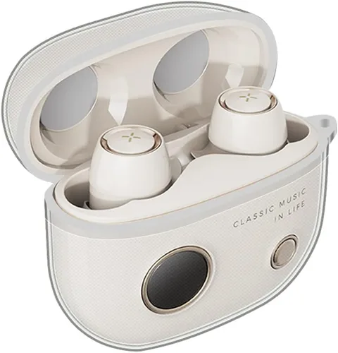 Vista 3 de DAYJOY - Juego de 2 fundas protectoras transparentes de TPU suave compatibles con auriculares Edifier a U2, funda protectora con llavero