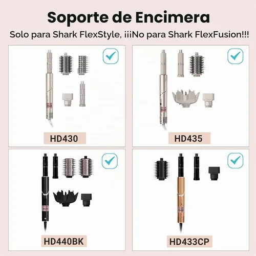 Vista 3 de Affogato Soporte para secador de pelo compatible con Shark FlexStyle, organizador de montaje en pared para accesorios Shark Flex