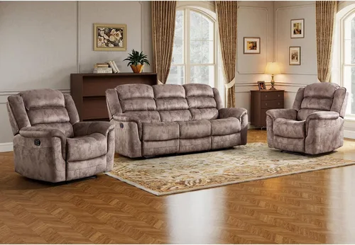 Vista 27 de EBELLO - Silla reclinable manual, sofá reclinable de tela suave con apoyabrazos y respaldo acolchado para sala de estar, dormitorio, color marrón