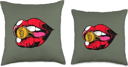 Vista 3 de Rojo Sexy Labios Dientes Lengua Boca Almohada