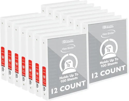 Vista 16 de BAZIC Products Carpeta organizadora de 3 anillas de 1/2 pulgada con vista económica, color negro, anillo redondo, capacidad para 100 hojas de papel