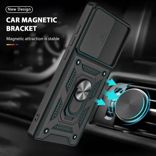Vista 5 de Funda para Galaxy Note 20, con protector de pantalla de TPU flexible autorreparable [2 unidades] y cubierta de cámara deslizante, anillo de rotación